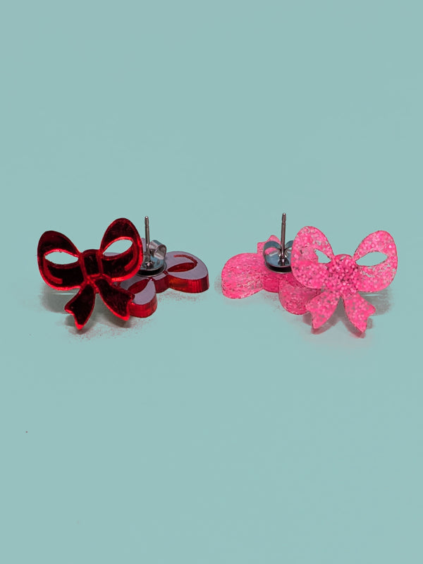 Bow Acrylic Coquette Stud Earrings
