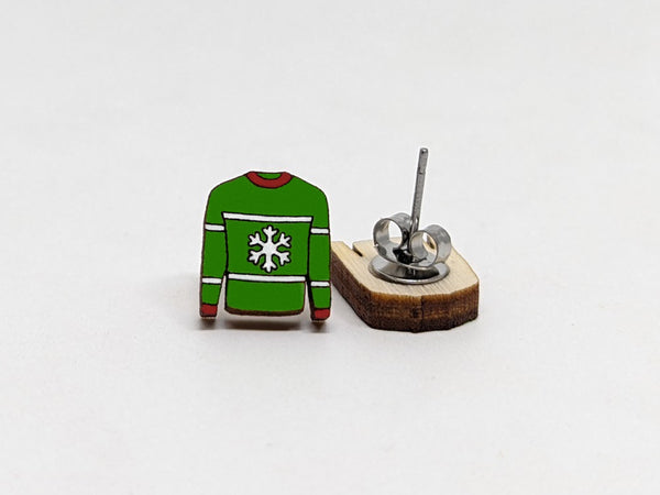Christmas Sweater Wood Earring | Stocking Stuffer