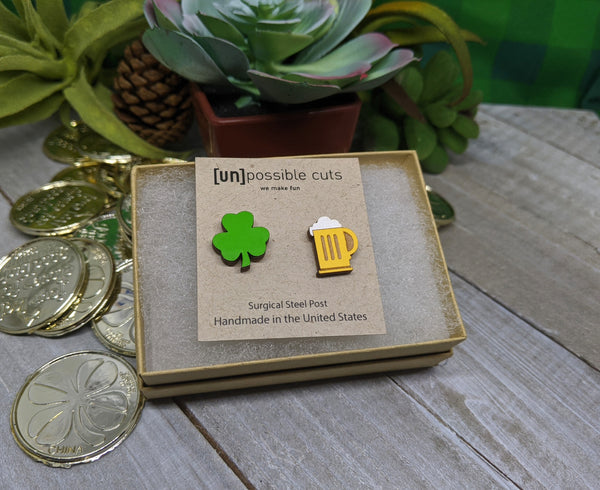 Shamrock & Beer Earrings