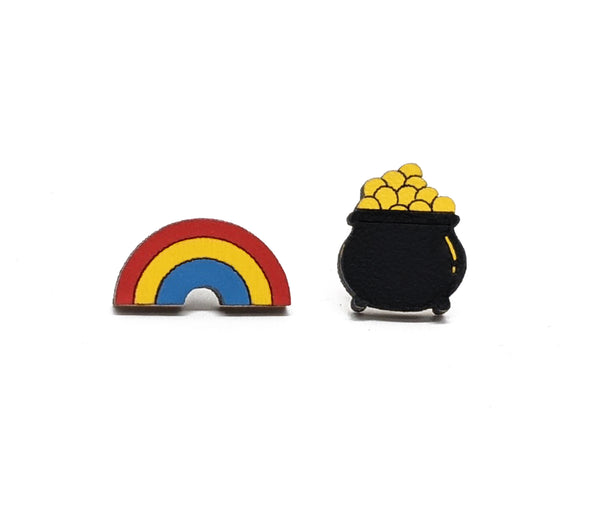Rainbow and Pot of Gold Earrings