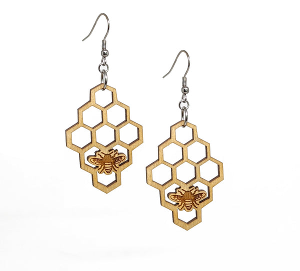 Bee Honeycomb Dangle Earrings