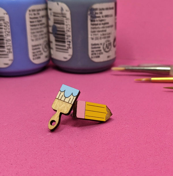 Pencil and Paintbrush Earrings