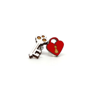 Key and Heart Lock Earrings