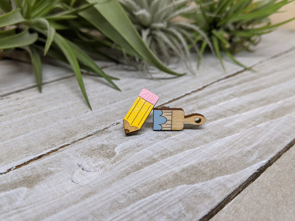 Pencil and Paintbrush Earrings