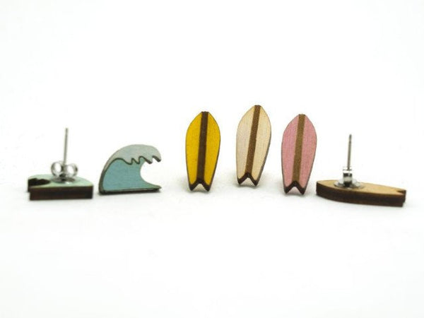 Surfboard and Wave Earrings