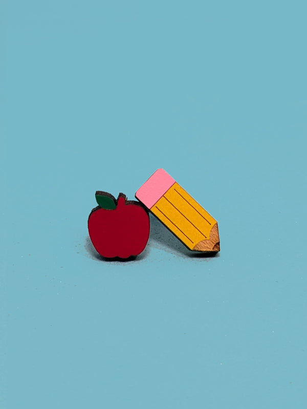 Pencil and Apple Earring