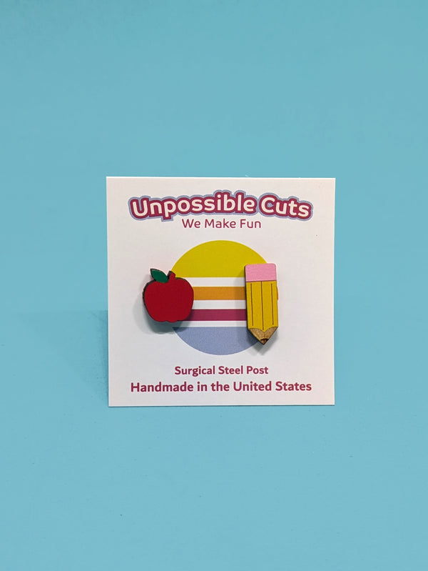 Pencil and Apple Earring