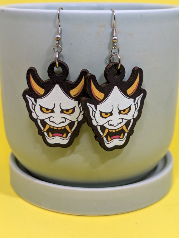 Hannya Mask Dangle Earrings