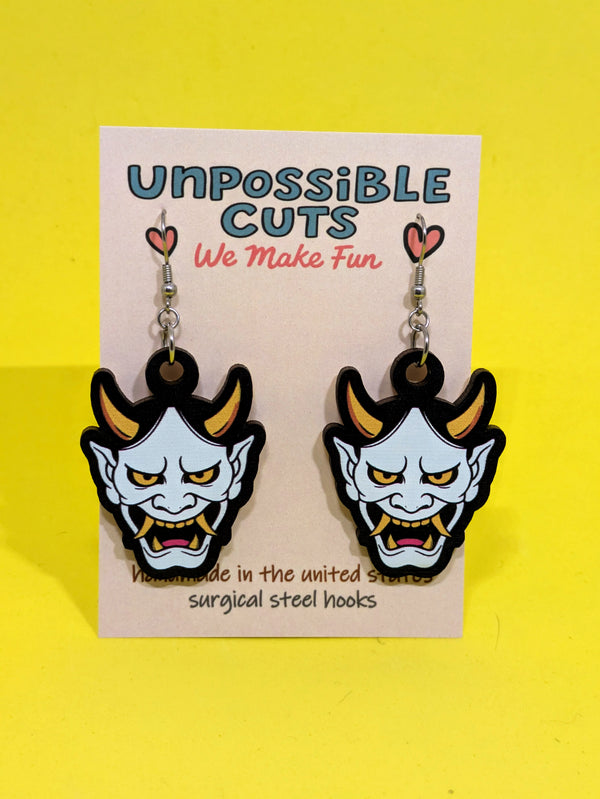 Hannya Mask Dangle Earrings