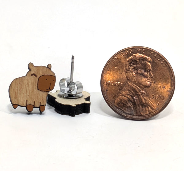 Cute Capybara Earrings – Chill Capybara Stud Earrings