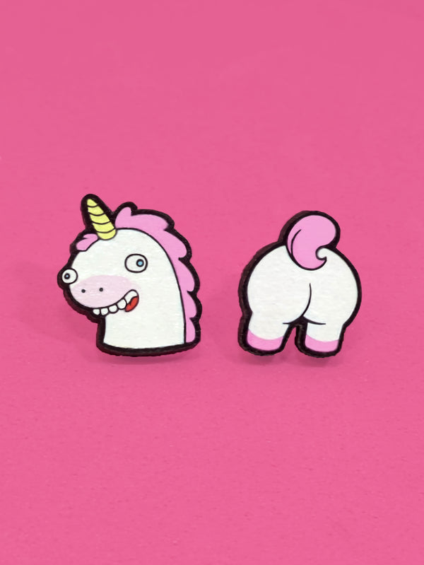 Unicorn Butt Earrings – Funny Unicorn Stud Earrings for Fantasy Lovers