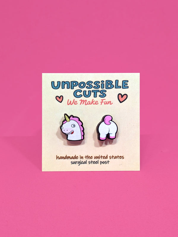 Unicorn Butt Earrings – Funny Unicorn Stud Earrings for Fantasy Lovers