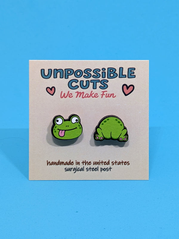 Frog Butt Earrings – Funny Mismatched Frog Stud Earrings