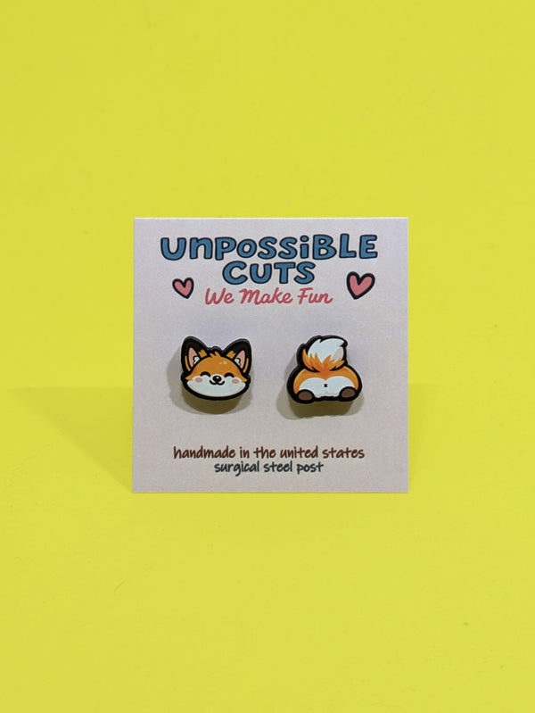 Fox Butt Earrings – Cute Mismatched Fox Stud Earrings