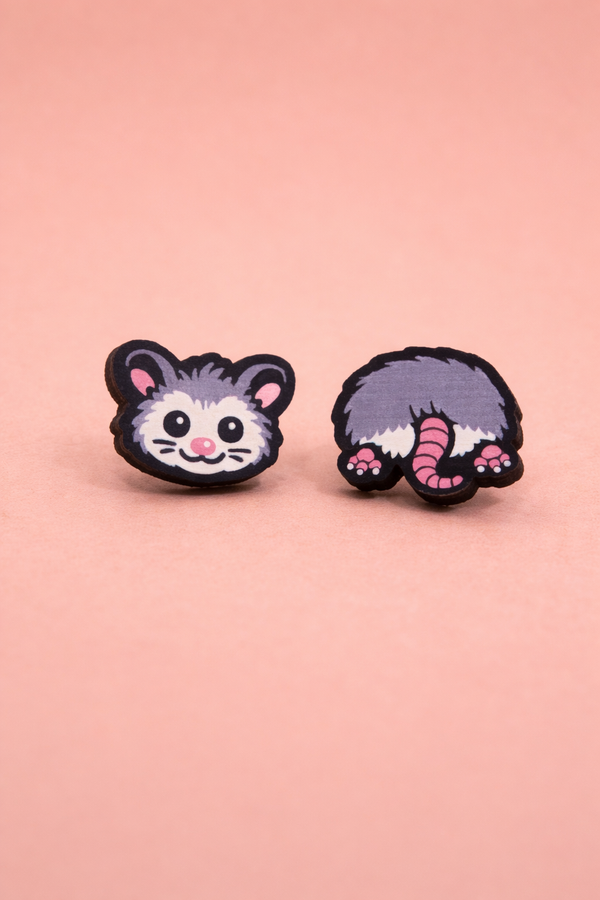 Opossum Butt Earrings – Funny Possum Stud Earrings