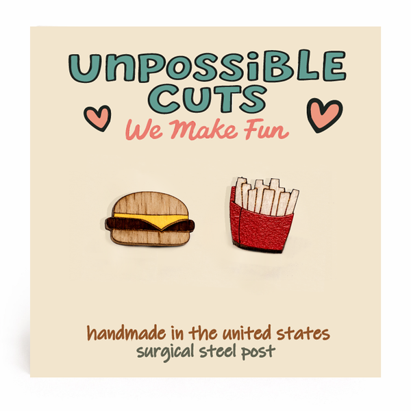 Burger and Fries Earrings – Cute Burger & Fries Stud Earrings for Food Lovers