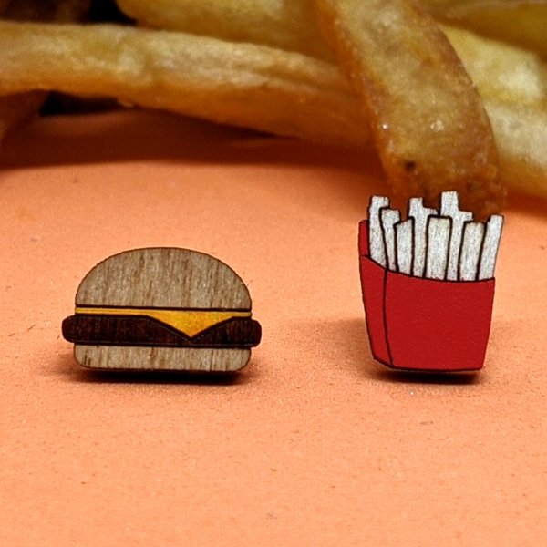Burger and Fries Earrings – Cute Burger & Fries Stud Earrings for Food Lovers