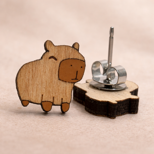 Cute Capybara Earrings – Chill Capybara Stud Earrings