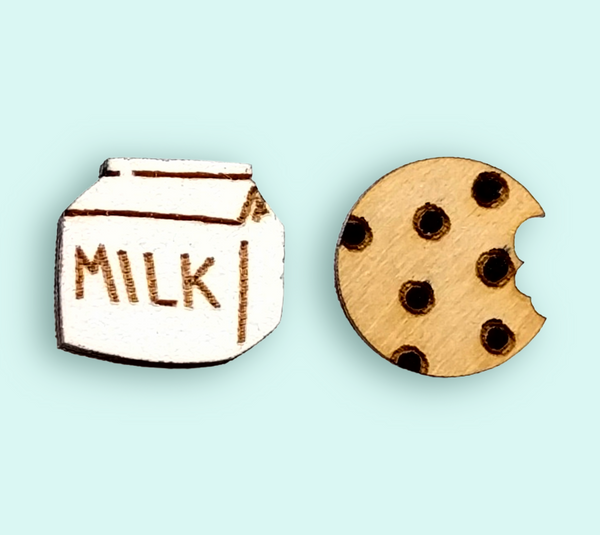 Milk and Cookie Earrings – Cute Cookie & Milk Stud Earrings for Food Lovers