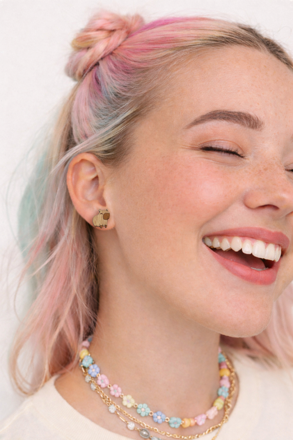 Cute Capybara Earrings – Chill Capybara Stud Earrings