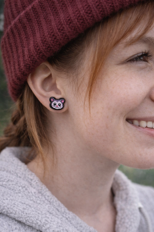 Opossum Butt Earrings – Funny Possum Stud Earrings