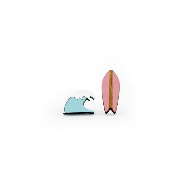 Surfboard and Wave Earrings
