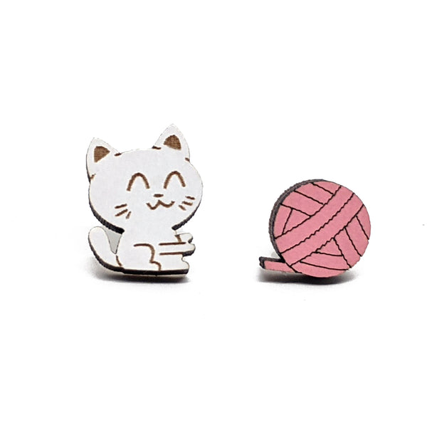 Cat & Yarn Earrings