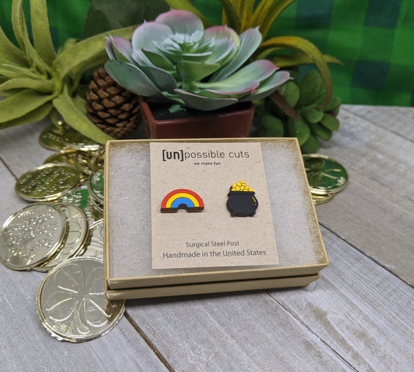 Rainbow and Pot of Gold Earrings