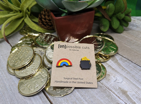 Rainbow and Pot of Gold Earrings