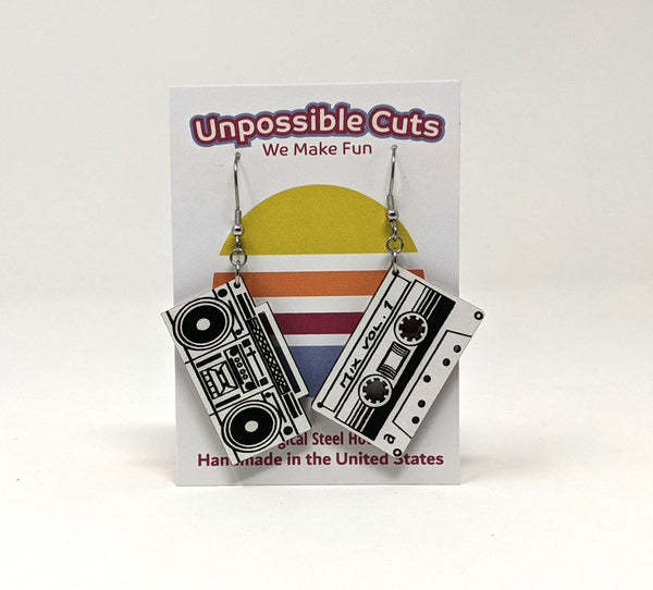 Boombox & Tape Dangle Earrings