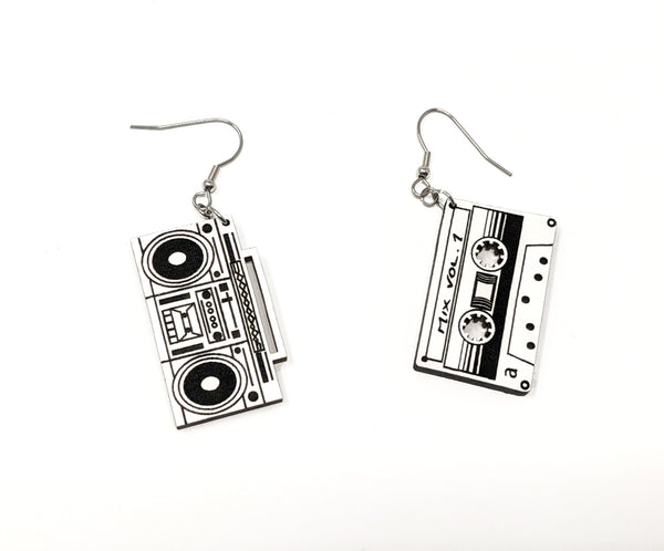 Boombox & Tape Dangle Earrings