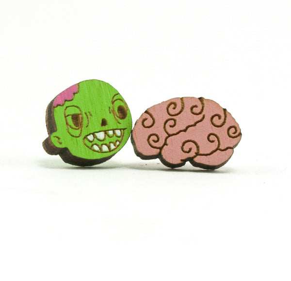 Zombie and Brain Earrings